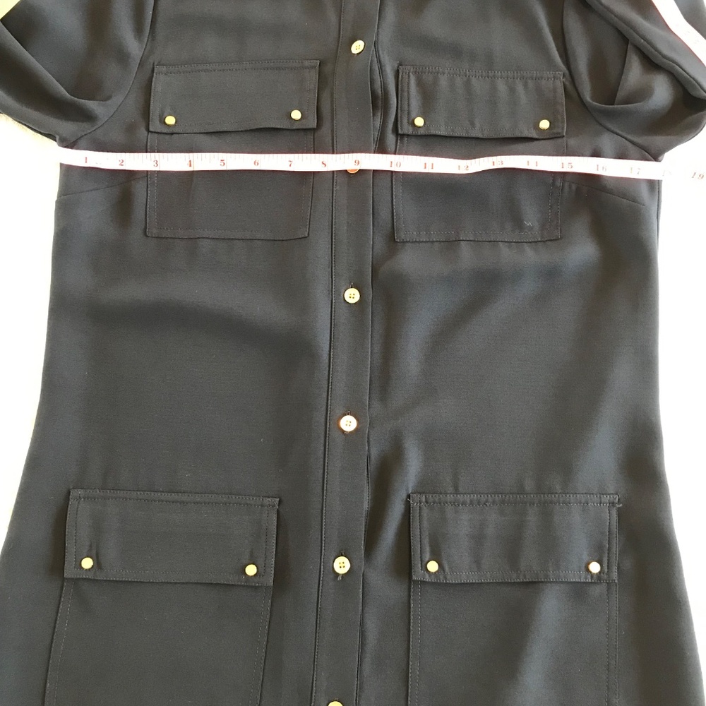 Michael Kors dress 4 navy 4 pockets balloon sleeves buttons knee length wedding - Picture 12 of 15
